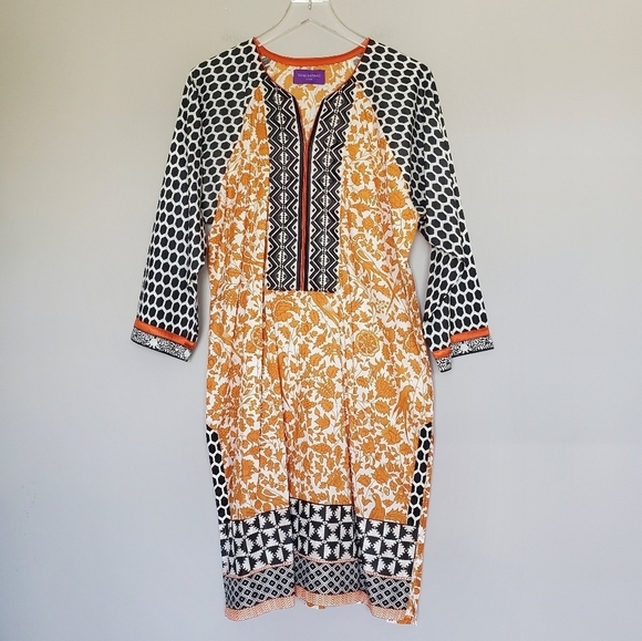 Elegant Orange and Black Patterned Women's Tunic - Picture 12 of 12